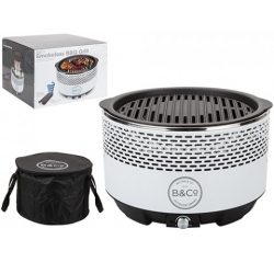 B&Co Alfresco Smokeless Charcoal Grill BBQ - White